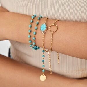 3PCS Turquoise Decor Bracelet